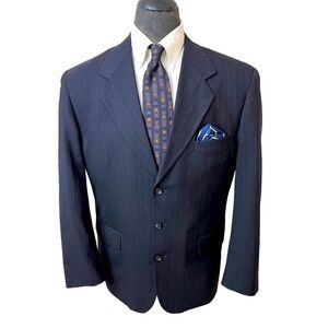 JEFFERY BANKS MENS DRESS BLAZER. SIZE 44R PINSTRIPE LIGHT GRAY.